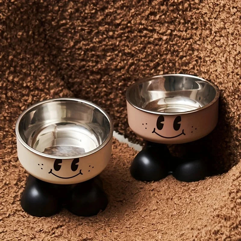 Smiley Raised Cat Bowl – Stainless Steel Insert