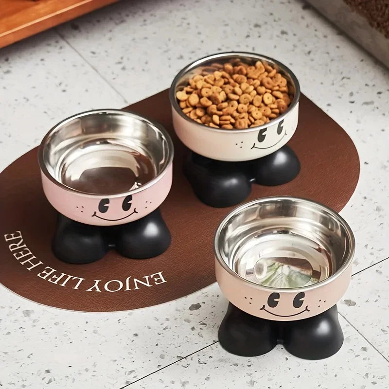 Smiley Raised Cat Bowl – Stainless Steel Insert