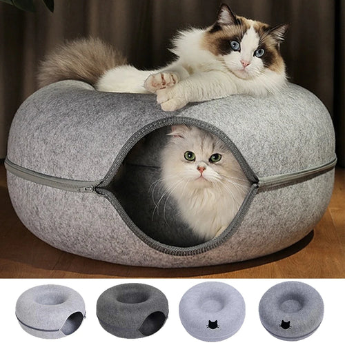 Donut Den – Felt Cat Tunnel Bed (50 cm)