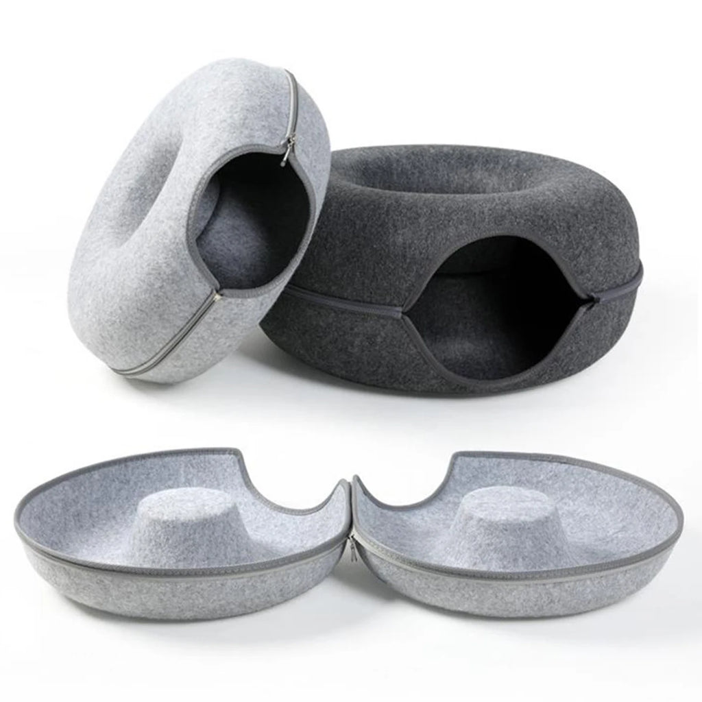 Donut Den – Felt Cat Tunnel Bed (50 cm)