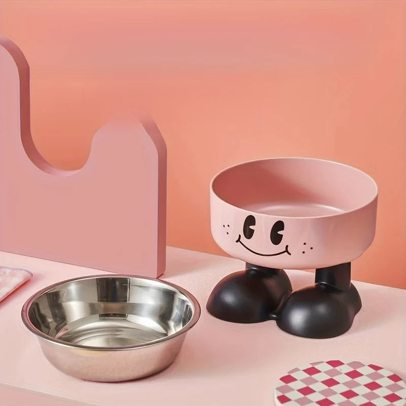 Smiley Raised Cat Bowl – Stainless Steel Insert