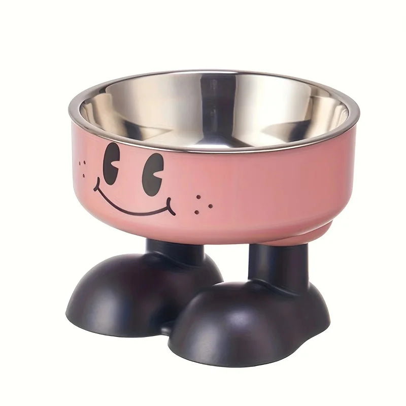 Smiley Raised Cat Bowl – Stainless Steel Insert